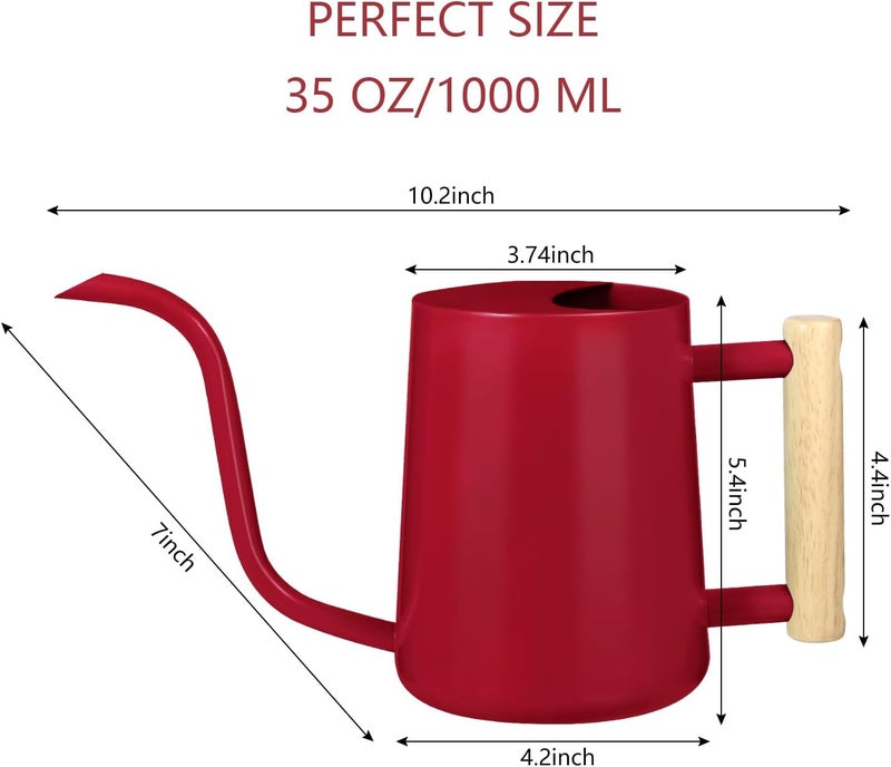 GUKJOB Watering Can Indoor Plants, 35oz Small Stainless Steel Metal Watering Can Modern Decorative Watering Pot with Long Spout for Indoor House Plant Bonsai Garden Flowers (Red) - Image 2